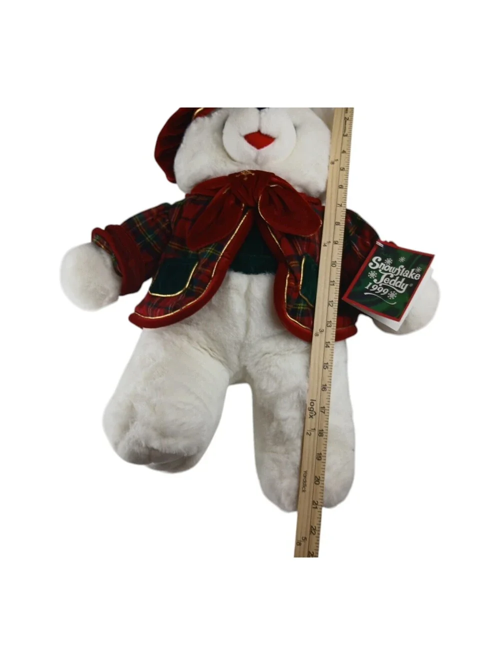 Dan Dee 1999 Snowflake Teddy Christmas Plaid White Teddy Bear Plush with Tag 21